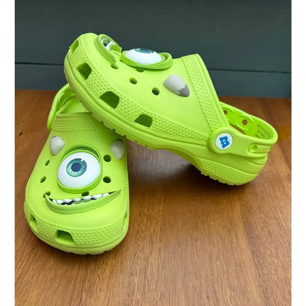 Crocs Disney Pixar Monsters Inc Mike Wazowski Clogs Kids J2 Lime Green Glow